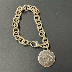 Preowned Tiffany and Co. return to Tiffany silver bracelet. 7.75”